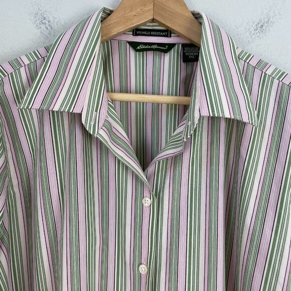 Eddie Bauer Womens Plus XXL Wrinkle Resistant Stripe Long Sleeve Shirt Top - Picture 2 of 9